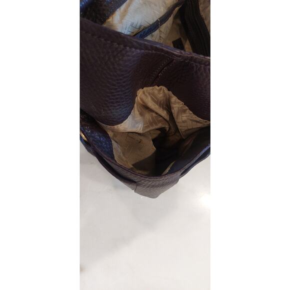 COLE HAAN Purple‎ Pebble Leather Large Bucket Hobo Shoulder Bag Purse Vtg - Picture 4 of 13